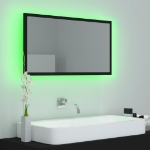 Specchio da Bagno a LED Nero 80x8,5x37 cm in Acrilico