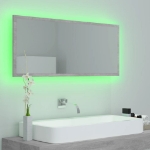 Specchio da Bagno a LED Grigio 100x8,5x37 cm in Acrilico