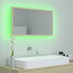 Specchio da Bagno LED Rovere Sonoma 80x8,5x37 cm in Acrilico