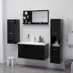 Specchio da Bagno Nero 90x10,5x45 cm in Truciolato