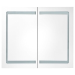 Armadietto Bagno con Specchio e LED Grigio Cemento 80x12x68 cm