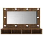 Mobile a Specchio con LED Rovere Marrone 90x31,5x62 cm