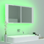 Armadietto a Specchio con Luci LED Bianco Lucido in Acrilico