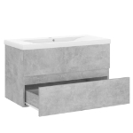 Mobile Bagno con Lavabo Integrato Grigio Cemento in Truciolato