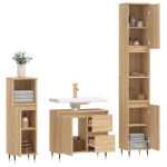 Set Mobili da Bagno 3 pz Rovere Sonoma in Legno Multistrato