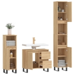 Set Mobili da Bagno 3 pz Rovere Sonoma in Legno Multistrato