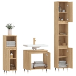 Set Mobili da Bagno 3 pz Rovere Sonoma in Legno Multistrato