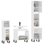 Set Mobili da Bagno 3 pz Bianco Lucido in Legno Multistrato