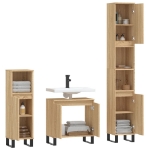 Set Mobili da Bagno 3 pz Rovere Sonoma in Legno Multistrato