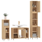 Set Mobili da Bagno 3 pz Rovere Sonoma in Legno Multistrato