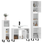 Set Mobili da Bagno 3 pz Bianco Lucido in Legno Multistrato