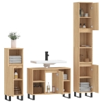 Set Mobili da Bagno 3 pz Rovere Sonoma in Legno Multistrato