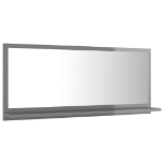 Specchio da Bagno Grigio Lucido 90x10,5x37 cm in Truciolato