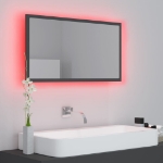 Specchio da Bagno a LED Grigio 80x8,5x37 cm in Acrilico