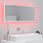 Specchio da Bagno LED Bianco Lucido 100x8,5x37 cm in Acrilico