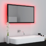 Specchio da Bagno a LED Nero 80x8,5x37 cm in Acrilico