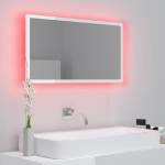 Specchio da Bagno LED Bianco Lucido 80x8,5x37 cm in Acrilico