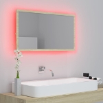 Specchio da Bagno LED Rovere Sonoma 80x8,5x37 cm in Acrilico