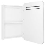 Armadietto Bagno con Specchio e LED Bianco Lucido 60x11x80 cm