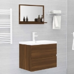 Specchio da Bagno Rovere Marrone 60x10,5x37cm Legno Multistrato