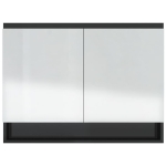 Armadietto Bagno con Specchio 80x15x60 cm in MDF Nero Lucido