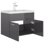 Mobile Bagno con Lavabo Integrato Grigio Lucido in Truciolato