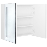 Armadietto Bagno con Specchio e LED Bianco Lucido 62x14x60 cm