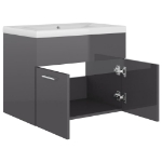 Mobile Bagno con Lavabo Integrato Grigio Lucido in Truciolato