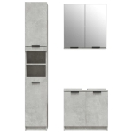 Set di Mobili da Bagno 3 pz Grigio Cemento in Legno Multistrato