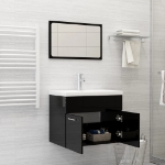 Set Mobili da Bagno Nero Lucido in Truciolato