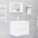 Specchio da Bagno Bianco Lucido 60x10,5x37 cm in Truciolato