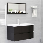 Specchio da Bagno Nero Lucido 80x10,5x37 cm in Truciolato