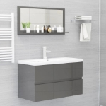 Specchio da Bagno Grigio Lucido 80x10,5x37 cm in Truciolato