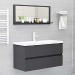 Specchio da Bagno Grigio 90x10,5x37 cm in Truciolato