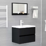 Specchio da Bagno Nero 60x10,5x37 cm in Truciolato