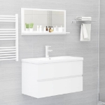 Specchio da Bagno Bianco Lucido 80x10,5x37 cm in Truciolato