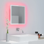 Specchio da Bagno LED Bianco Lucido 40x8,5x37 cm in Acrilico