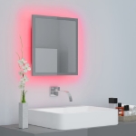 Specchio da Bagno LED Grigio Lucido 40x8,5x37 cm in Acrilico