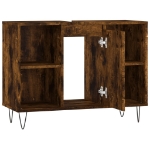 Armadietto Bagno Rovere Fumo 80x33x60 cm in Legno Multistrato