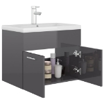 Mobile Bagno con Lavabo Integrato Grigio Lucido in Truciolato