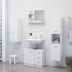 Specchio da Bagno Bianco Lucido 60x10,5x45 cm in Truciolato