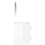 Mobile da Bagno con Specchio Bianco Lucido in Legno Multistrato