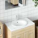 Lavandino da Bagno Bianco 52x46x20 cm Ovale in Ceramica