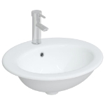 Lavandino da Bagno Bianco 52x46x20 cm Ovale in Ceramica