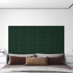 Pannelli Murali 12 pz Verde Scuro 30x15 cm Tessuto 0,54 m²