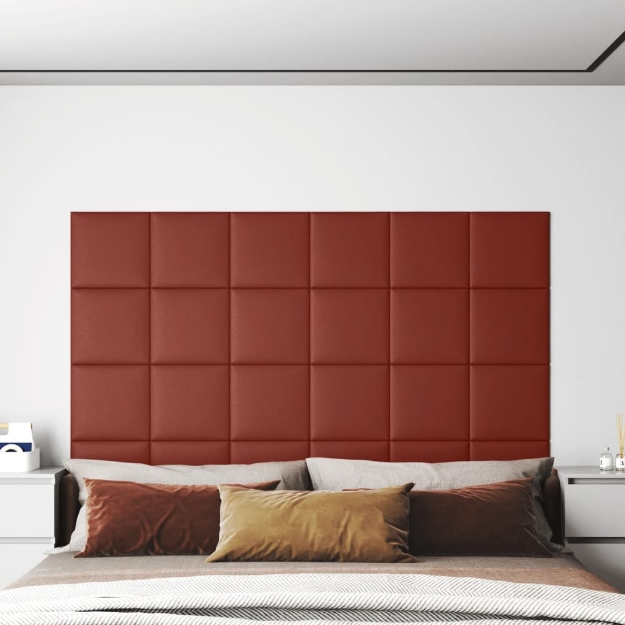 Pannelli Murali 12 pz Rosso Vino 30x30 cm Similpelle 1,08 m²