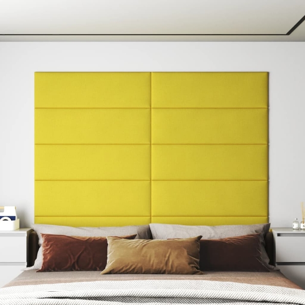 Pannelli Murali 12 pz Giallo chiaro 90x30 cm in Tessuto 3,24 m²