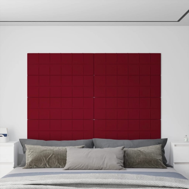 Pannelli Murali 12 pz Rosso Vino 90x30 cm Velluto 3,24 m²