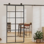 Porta Scorrevole in Vetro ESG e Alluminio 90x205 cm Nera