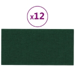 Pannelli Murali 12 pz Verde Scuro 30x15 cm Tessuto 0,54 m²